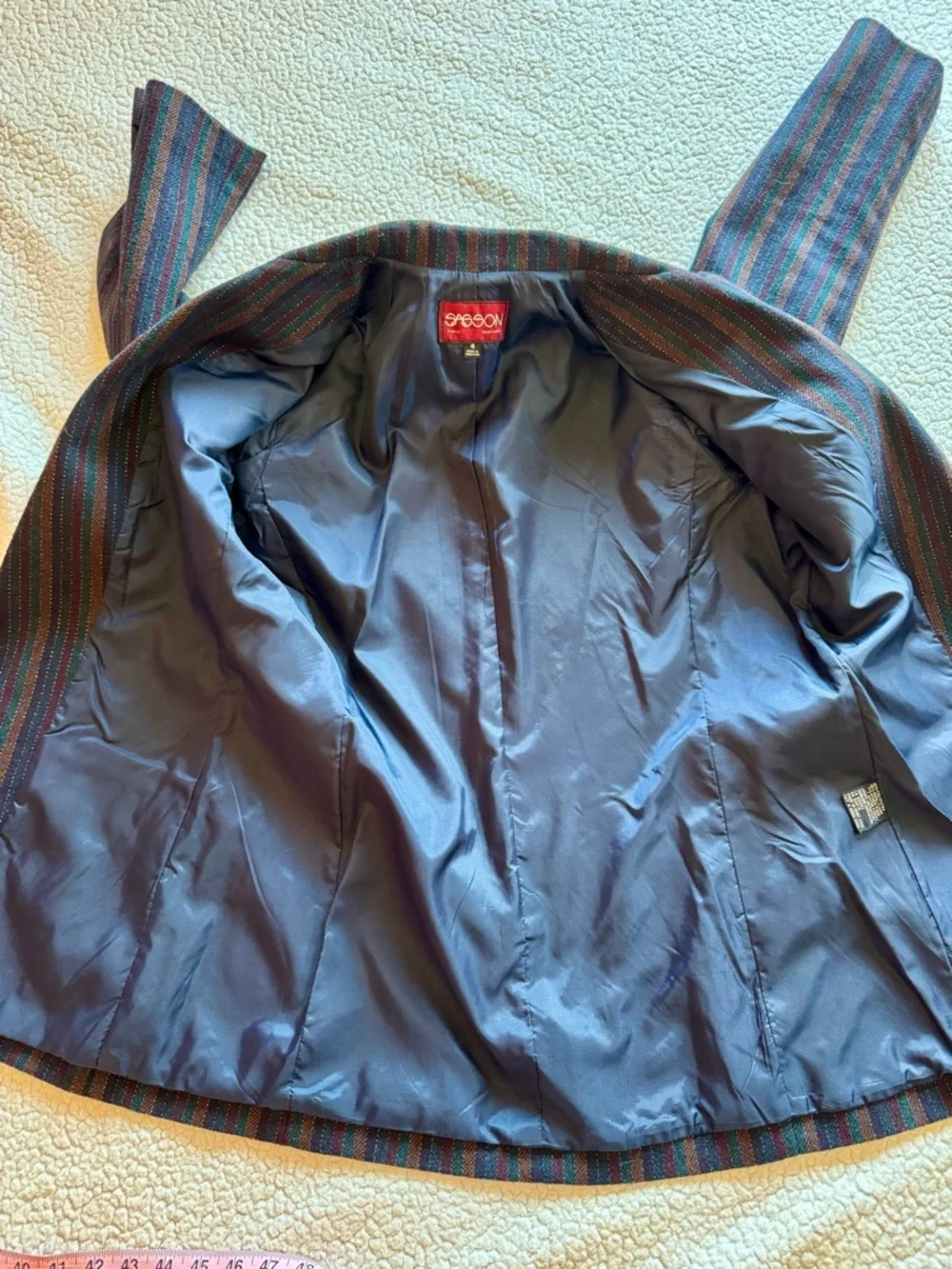 Vintage 80s Sasson Wool Blend Striped Blazer Dark Academia Jacket Sz 4
